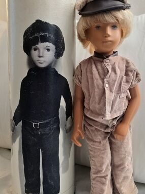 Beige Corduroy Boy Doll with Cap - Classic Kids Toy